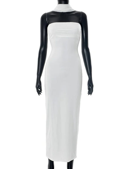CLO020DJ
Women's Sexy Strapless Off Shoulder Bodycon White Dress Ladies Summer Bandage Sleeveless Solid Long Gowns Vacation Dresses - Klixstore