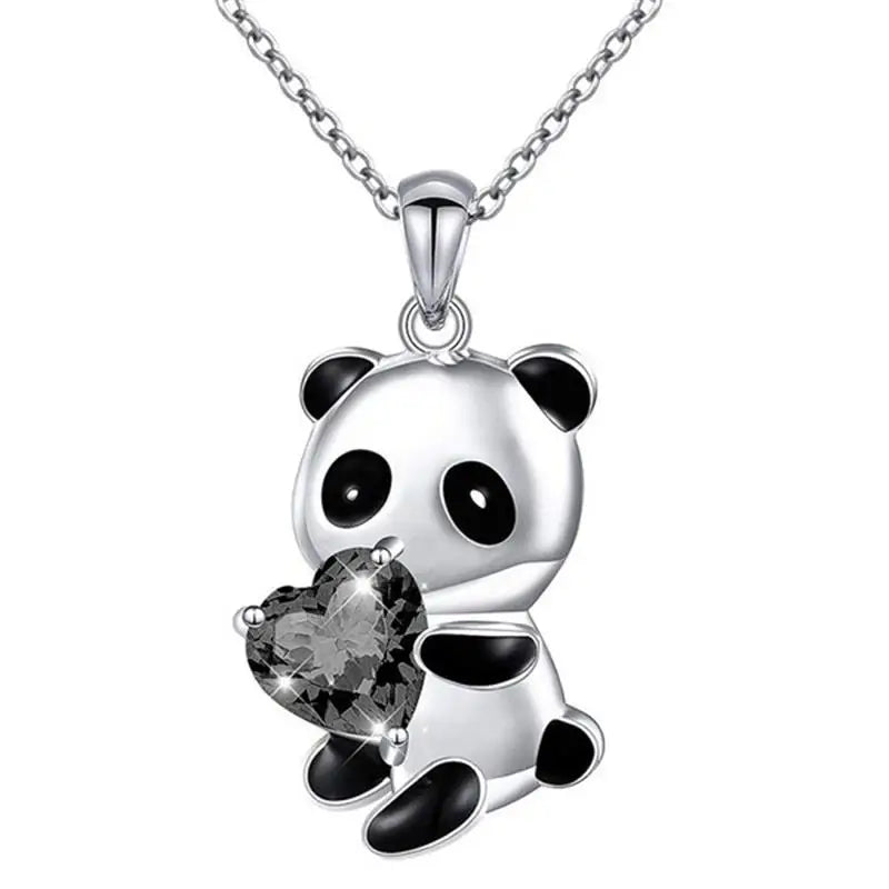 925 Sterling Silver Panda CZ Pendant Necklace for Women