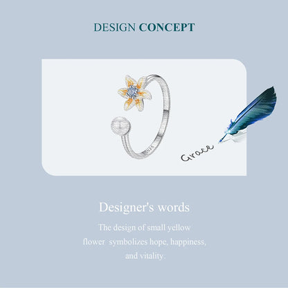 JEW001R 925 Sterling Silver Spring Flower Adjustable Open Ring for Women - Klixstore