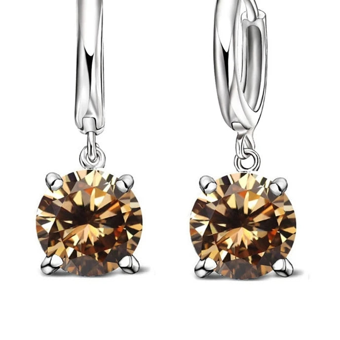 925 Silver CZ Crystal Round Earrings