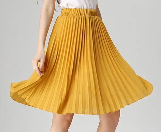 Women's Vintage Chiffon Pleated High Waist Skirt