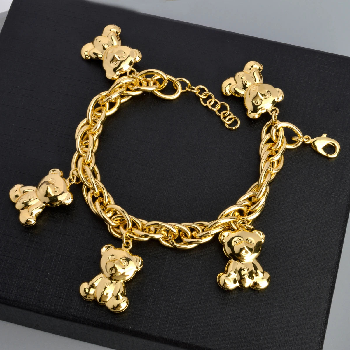 Gold Bear Charm Bracelet