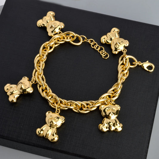 Gold Bear Charm Bracelet