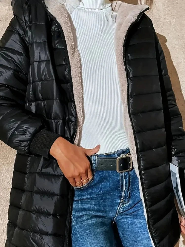 Women’s Hooded Mid-Length Fleece Parka