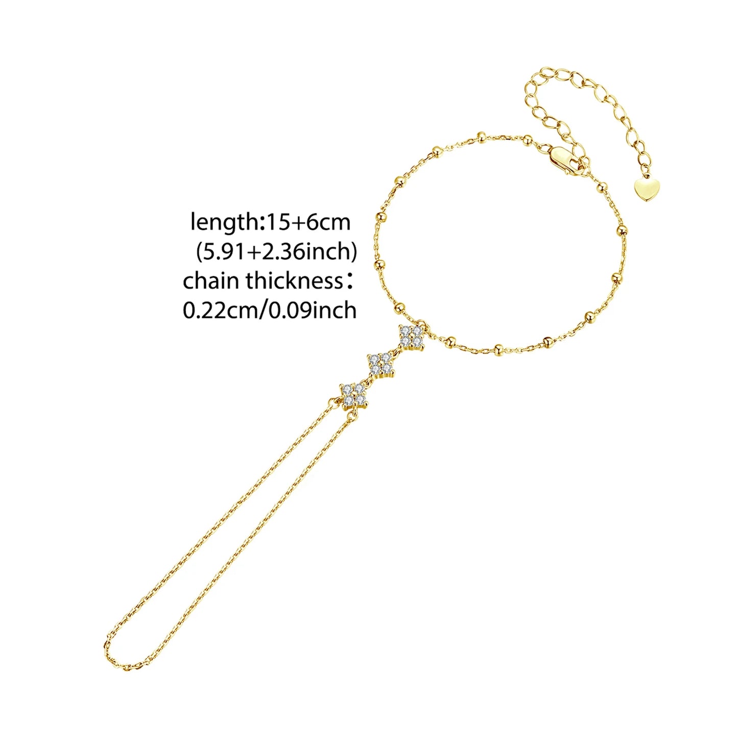 925 Silver Four Leaf Clover Hand Chain