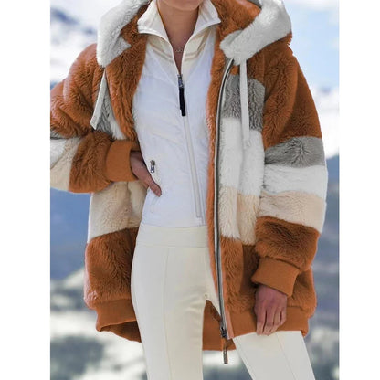 2025 Oversized Plush Hooded Jacket for Women