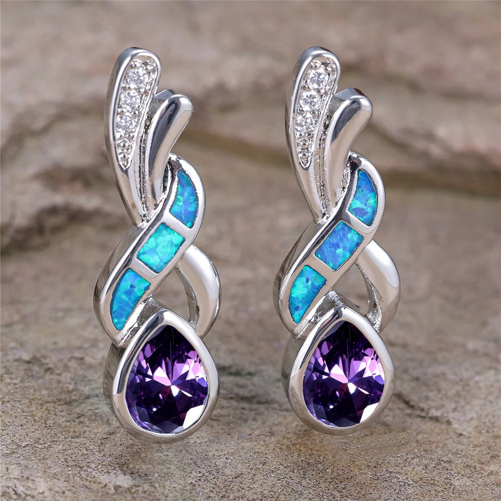 Fire Opal Stone Stud Earrings