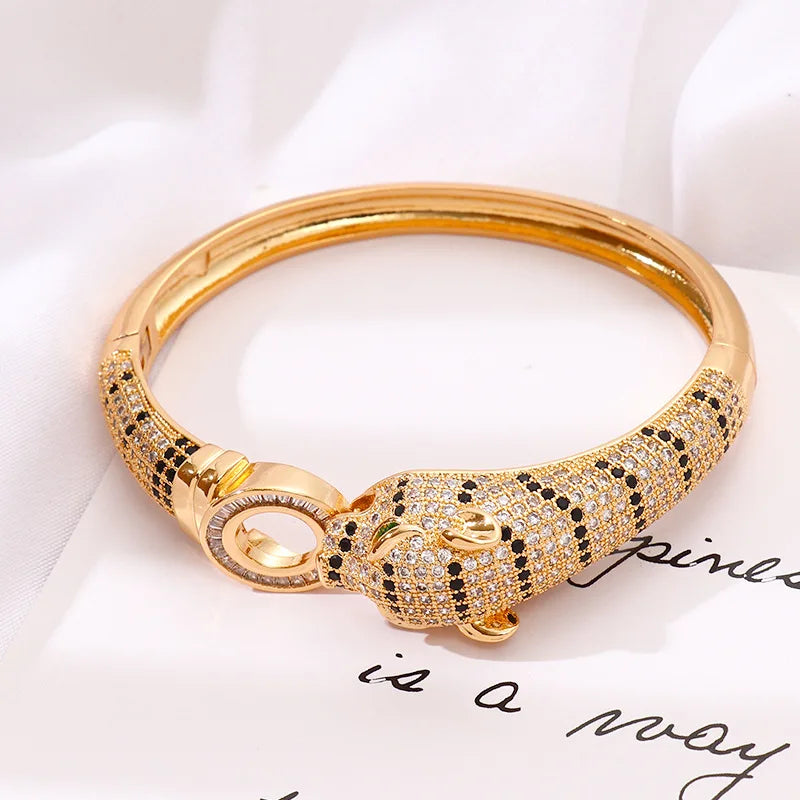 Leopard Diamond Bangle Bracelet