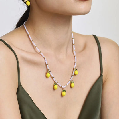 Handmade Lemon Beaded Jewelry Necklace for Women