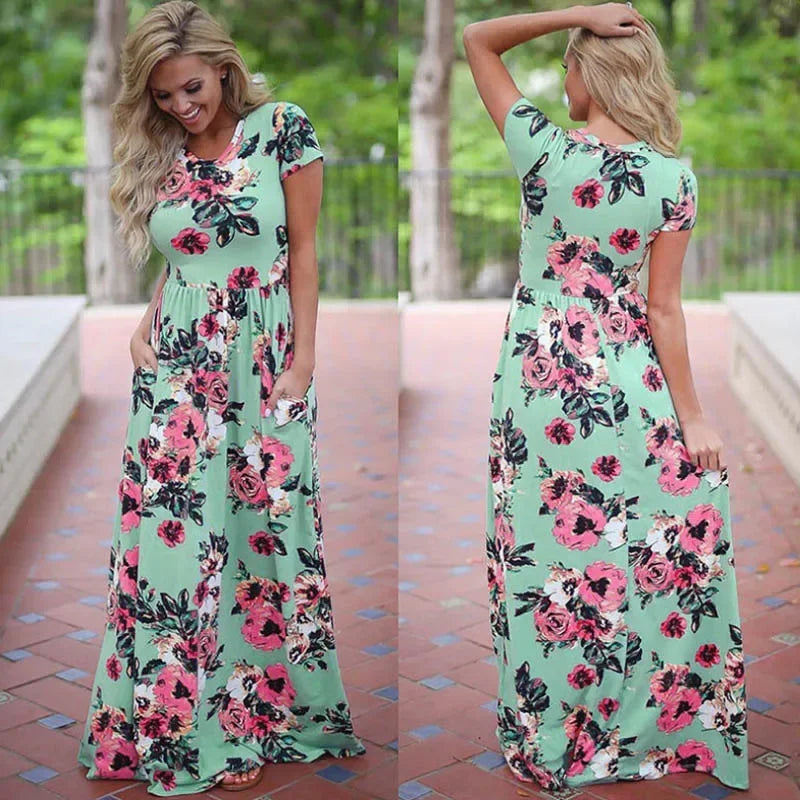Boho Floral Maxi Beach Dress