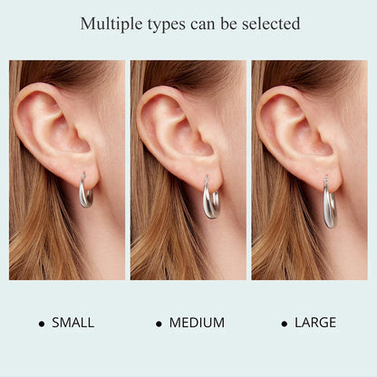 JEW023ER        White Gold Plated Hoop Earrings Chunky Earring with 925 Sterling Silver - Klixstore