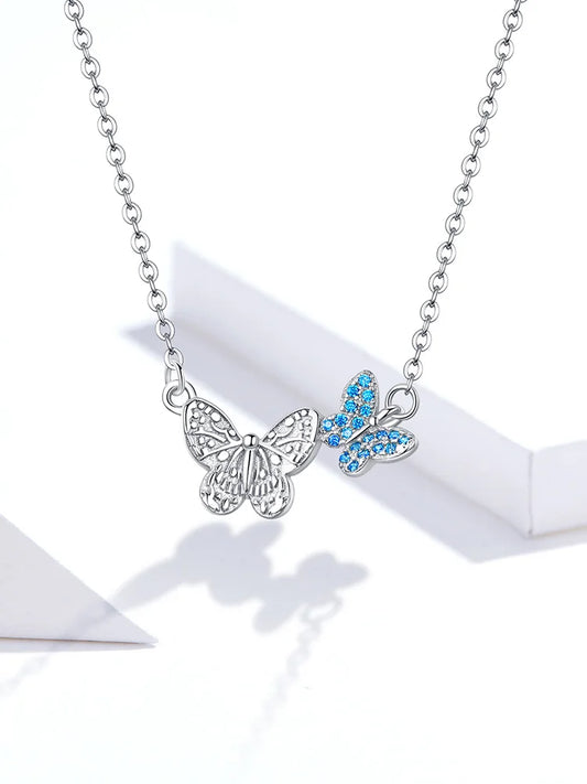 Blue Zircon Butterfly Necklace