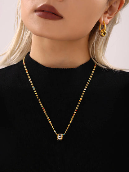 18k Gold Two-Tone Circle Pendant Jewelry Set for Women