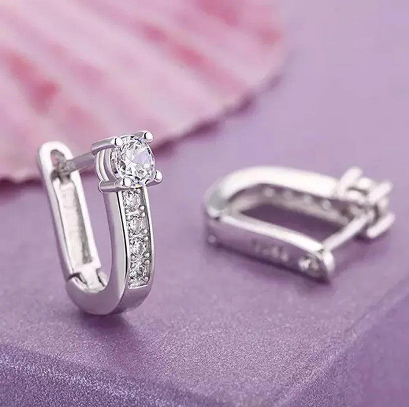 925 Sterling Silver Crystal Zircon Stud Earrings
