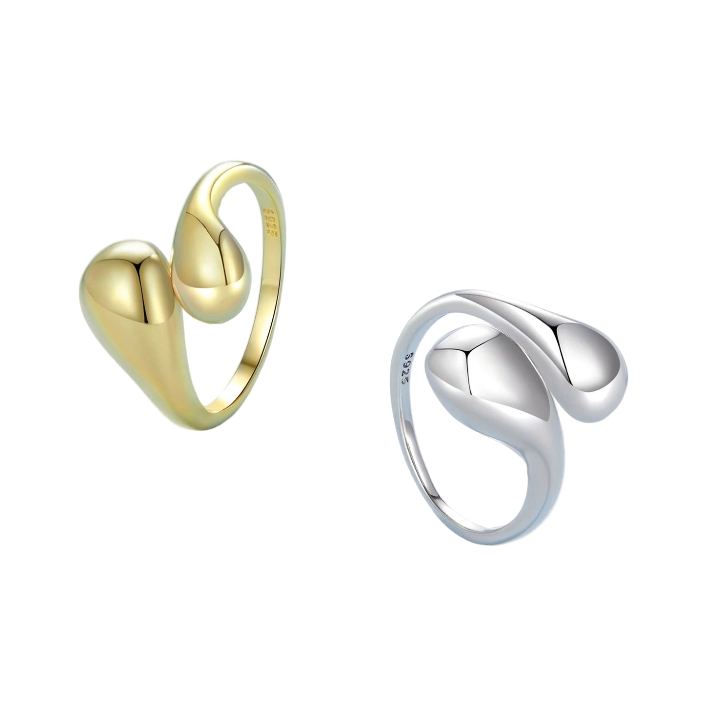 JEW031R       Chunky Water Droplet Ring, 925 Sterling Silver Handmade - Klixstore