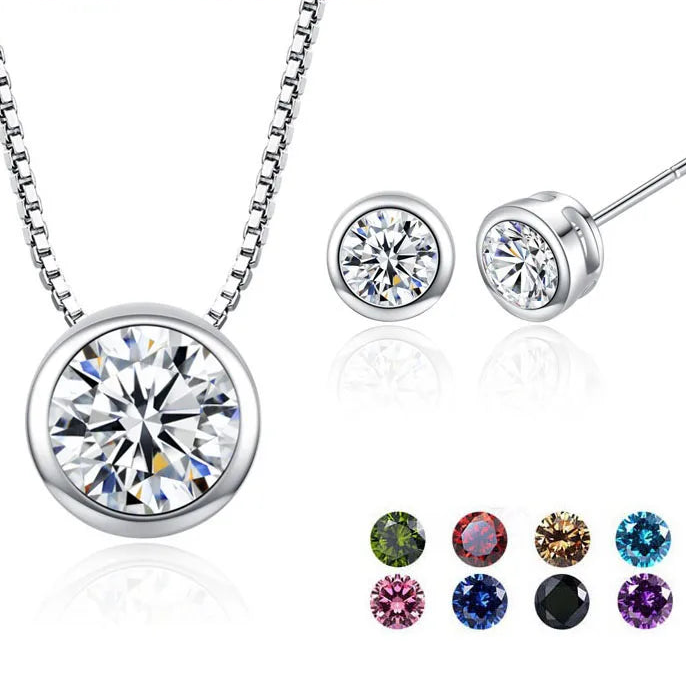 Elegant Pendant & Stud Earrings in 9 Vibrant Colors