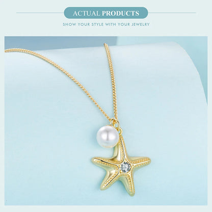 Starfish Round Pearl Beads Necklaces