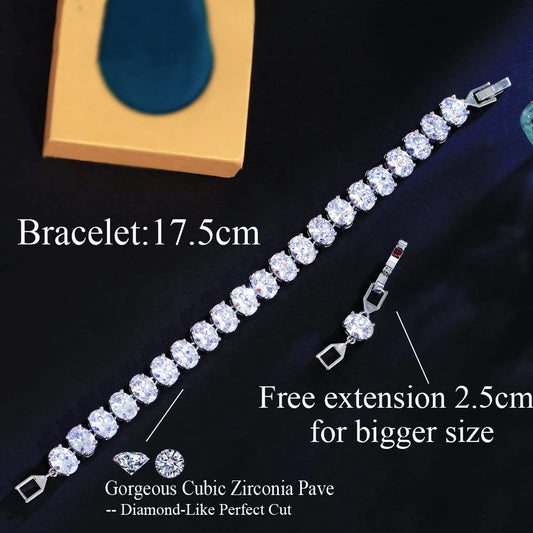 Crystal Tennis Oval CZ Bracelet