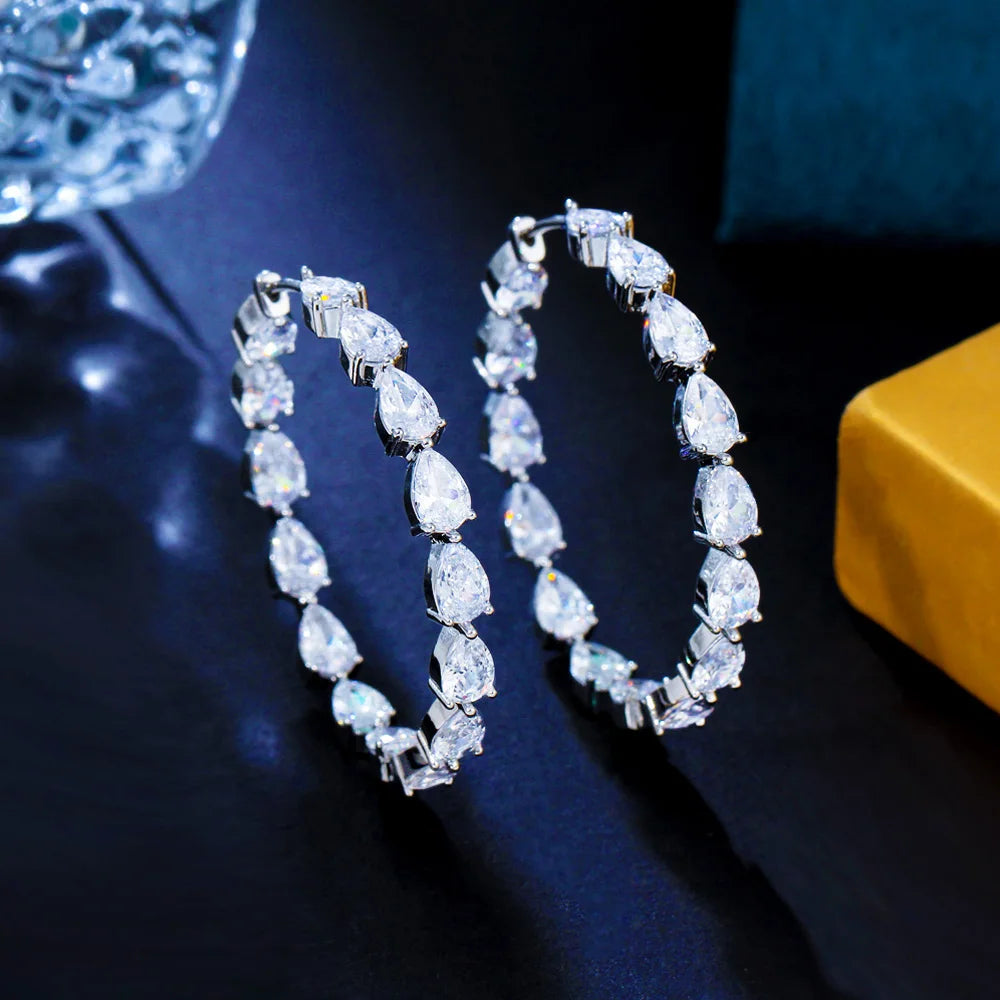 Cubic Zirconia Circle Hoop Earrings