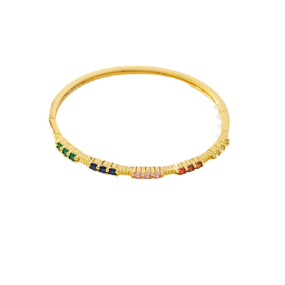 Colored Zircon Gold Bangle