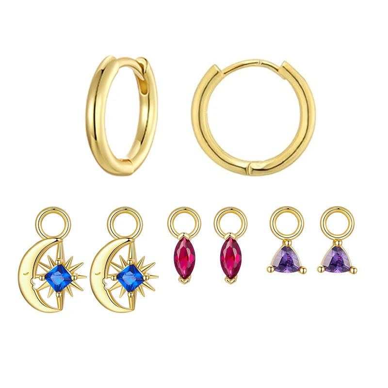JEW001ER  Mix and Match Earring Pack with Cubic Zirconia Star Boho Charms - Klixstore