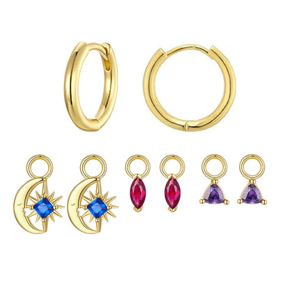 JEW001ER  Mix and Match Earring Pack with Cubic Zirconia Star Boho Charms - Klixstore