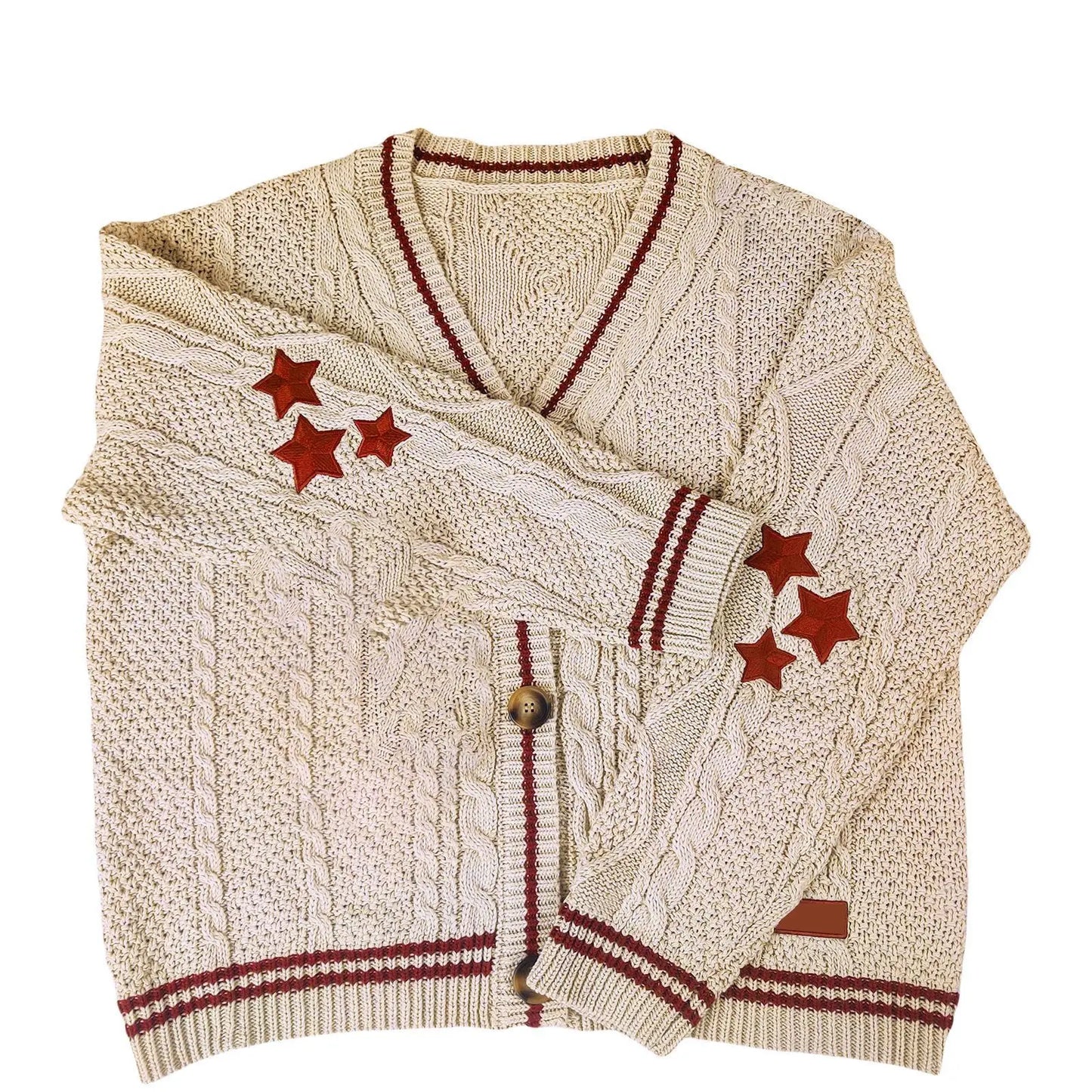 Star Embroidered Knitted Cardigan for Women