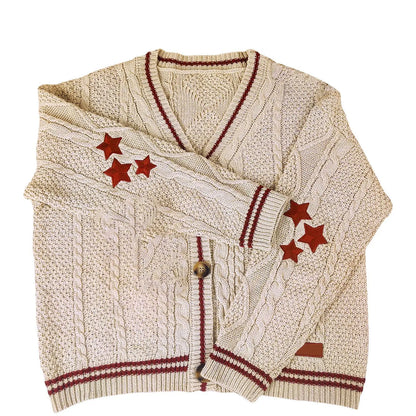 Star Embroidered Knitted Cardigan for Women