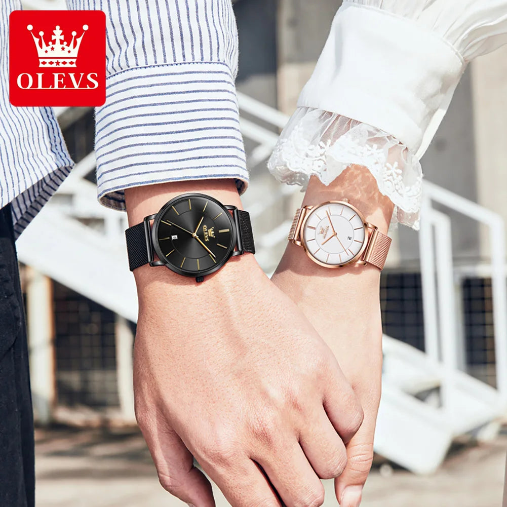 “Elegant Ultra-Thin Couple Watch by OLEVS”