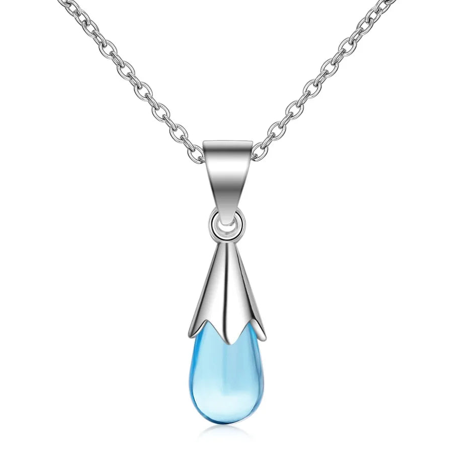 925 Sterling Silver Sky Blue Pendant Necklace for Women