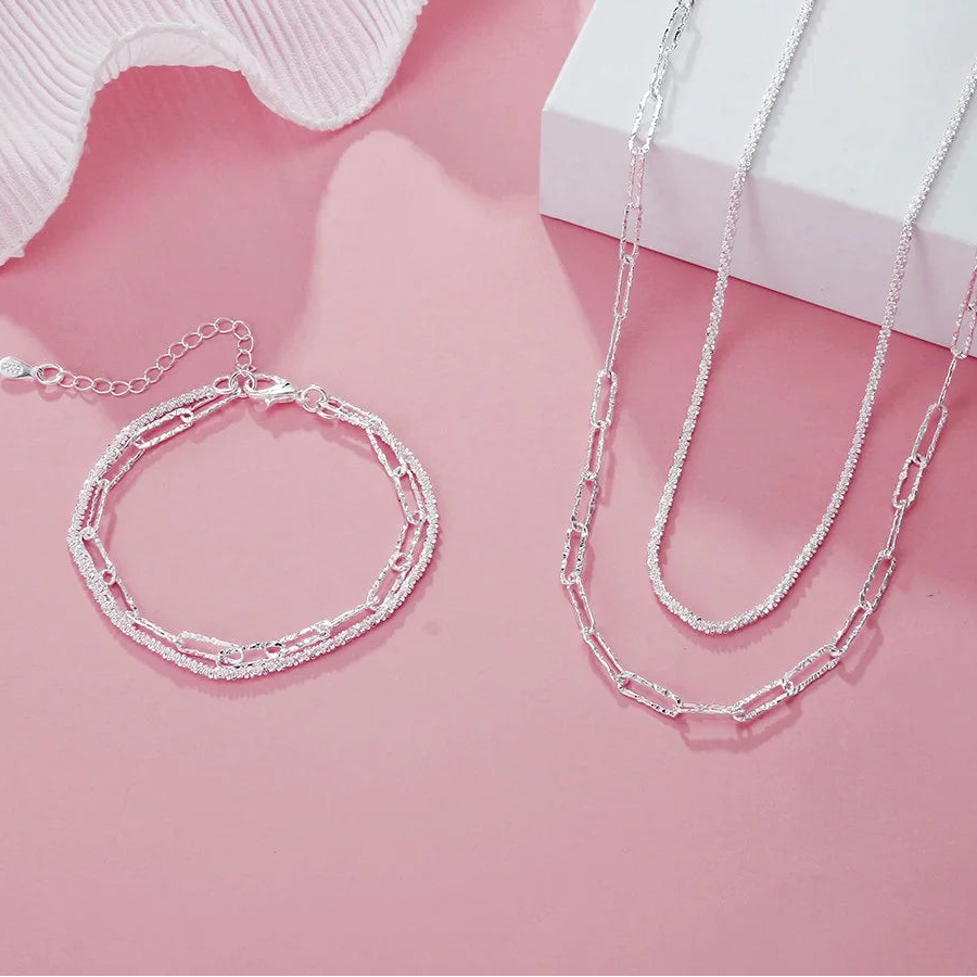 New Trend Genuine 925 Sterling Silver Jewelry Set for Women