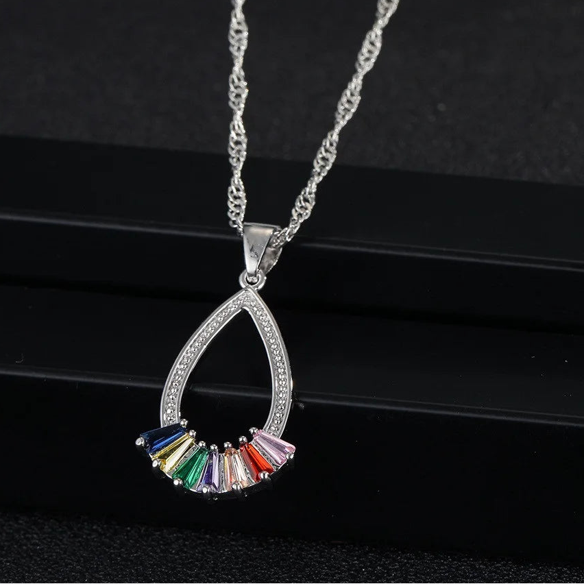 925 Silver Rainbow Crystal Jewelry Set