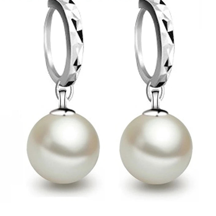 925 Sterling Silver Freshwater Pearl Hoop Earrings for Women