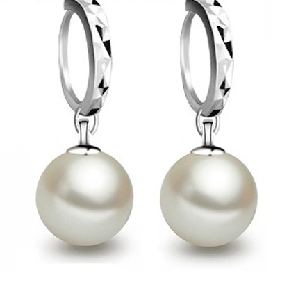 925 Sterling Silver Freshwater Pearl Hoop Earrings for Women