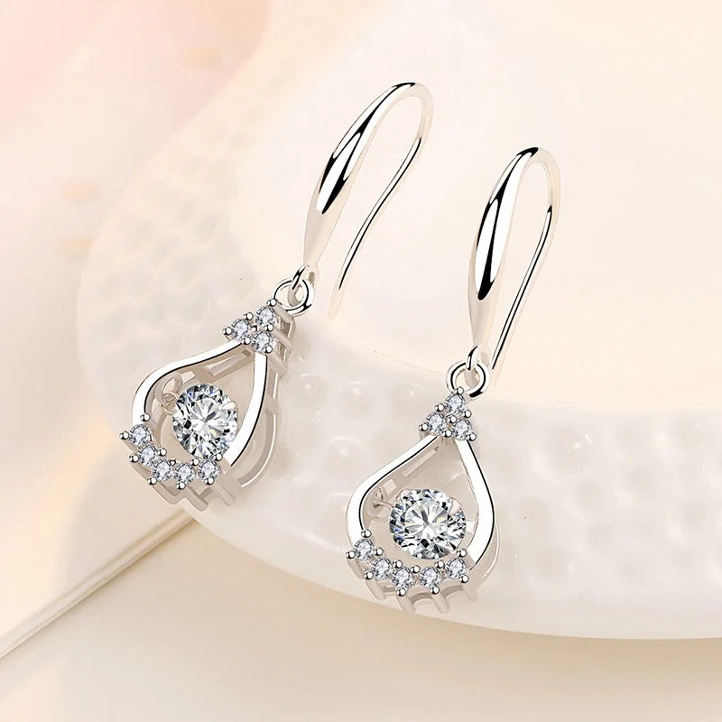 "925 Sterling Silver Crystal Hoop Earrings"