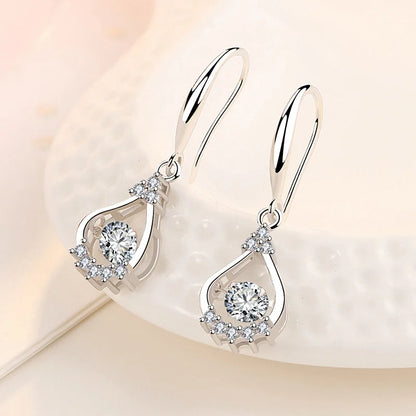 "925 Sterling Silver Crystal Hoop Earrings"