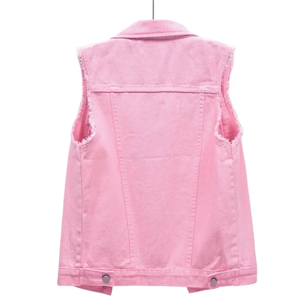 Vintage Sleeveless Denim Vest Women 2025
