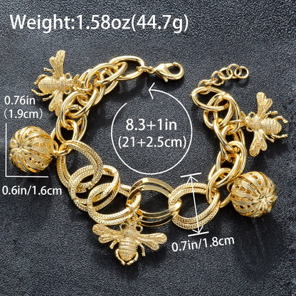 Gold Bee Pumpkin Charm Bracelet