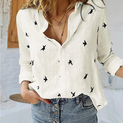 Women’s Cotton Linen V-Neck Shirt