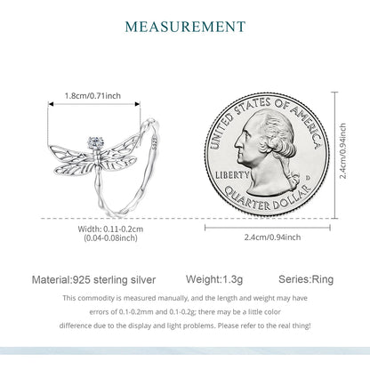 Silver Twist Dragonfly Open Ring