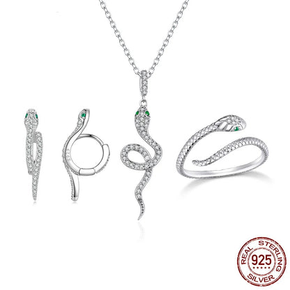 JEW002AX    925 Sterling Silver Snake Jewelry Set for Women Vintage - Klixstore