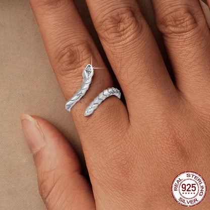 JEW002R  925 Sterling Silver Snake Ring for Women, Adjustable - Klixstore