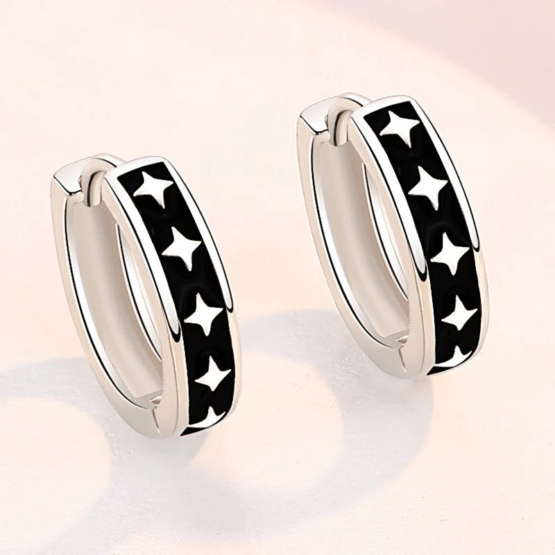 925 Sterling Silver Original Charm Double Hoop Earrings