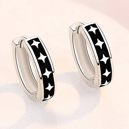 925 Sterling Silver Original Charm Double Hoop Earrings