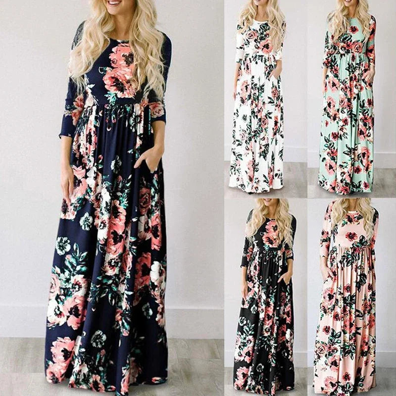 Boho Floral Maxi Beach Dress