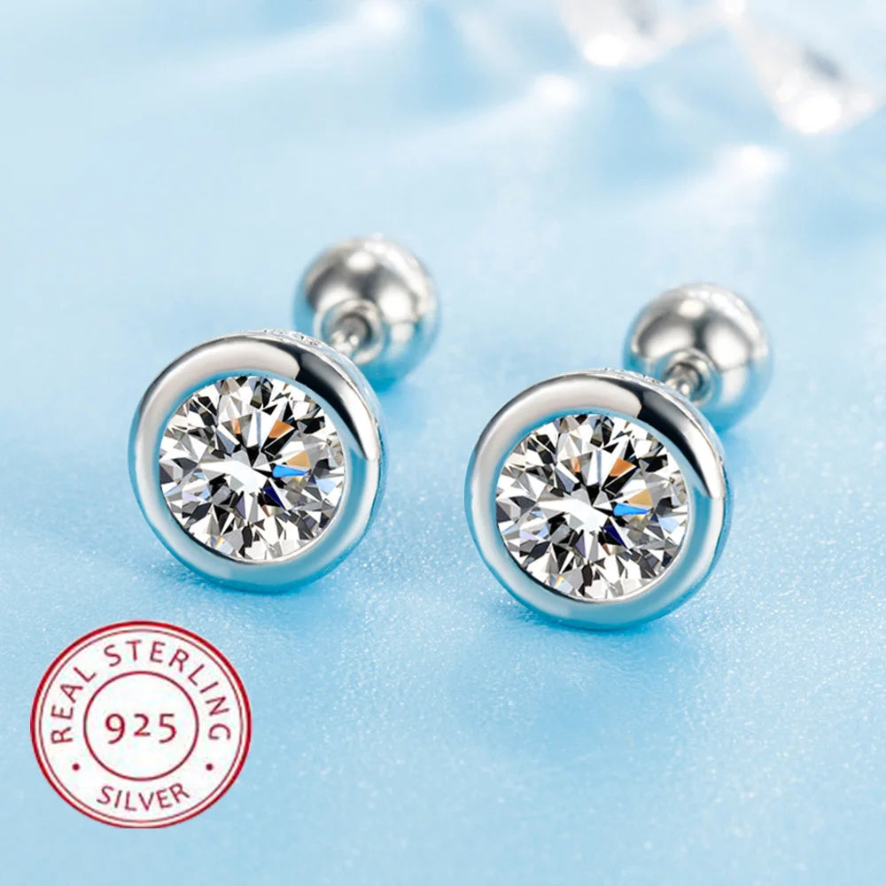 925 Sterling Silver Crystal Zircon Stud Earrings