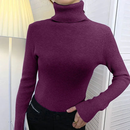 Turtleneck Knitted Cashmere Sweater for Women