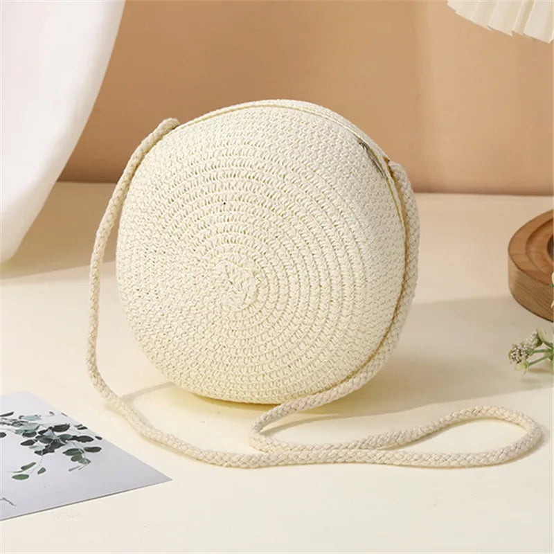 Women's Woven Straw Crossbody Bag | Handwoven Shoulder Purse with Lock Closure