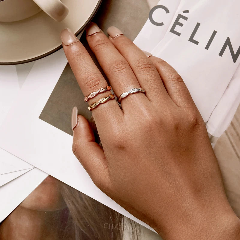 JEW035R 
 925 Sterling Silver Twisted Vine Cubic Zirconia Eternity Band - Klixstore