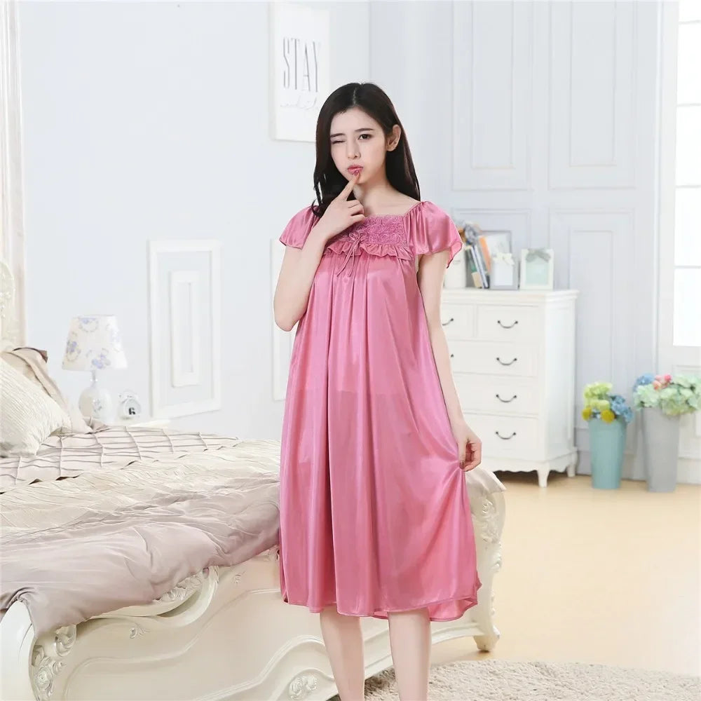 Plus Size Satin Silk Nightgown